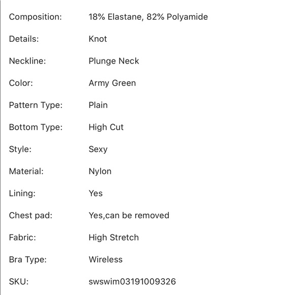 Swimsuit One Piece Plunge Neckline High Leg NWT - Picture 7 of 7